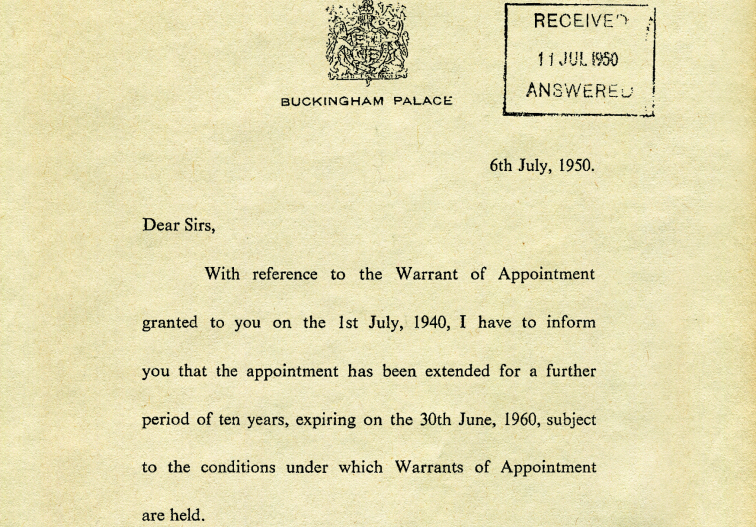 G HB Royal warrant Letter